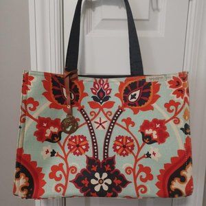 Spartina 449 Canvas Market Tote Waving Girl Print